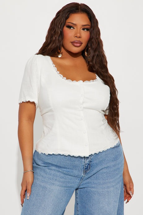 Delicate Love Linen Top - Cream