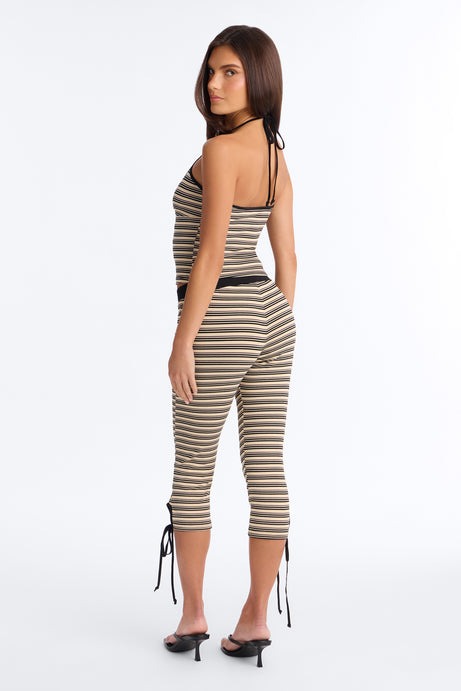 Tiana Halter Striped Capri Set - Cream/combo