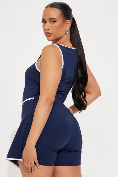 Coraline Contrast Romper - Navy/combo