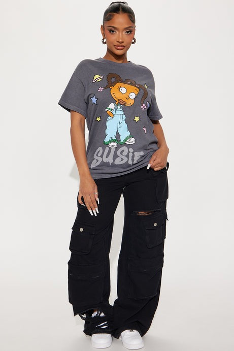 Rugrats Susie Washed Tee - Charcoal