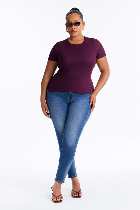 Chloe Crew Neck Short Sleeve Tee - Plum