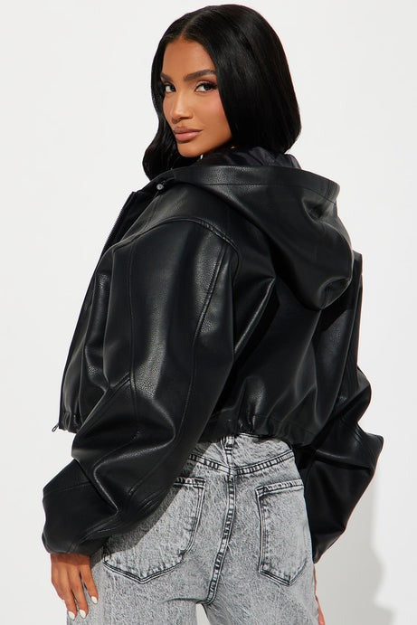 Young Mogul Faux Leather Jacket - Black