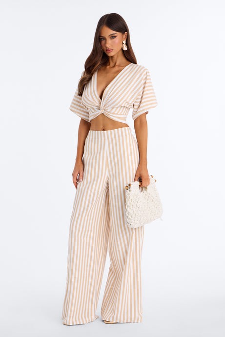 Nantucket Stripe Pant Set - Taupe