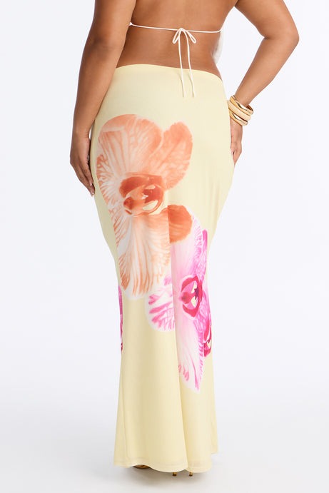 Isla Floral Mesh Maxi Skirt - Yellow/combo