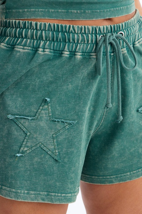Chill Queen Baby Tee Short Set - Hunter Green