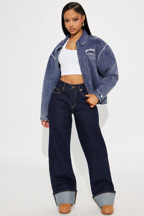 Tall Premium Cuffed Straight Leg Jeans - Dark Wash