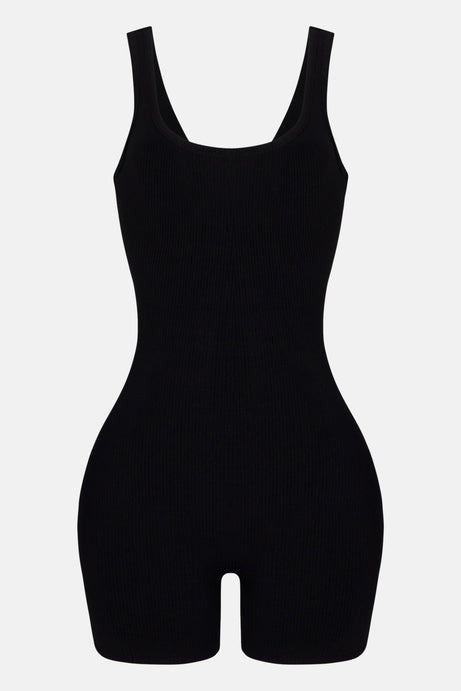 Naveah Scoop Neck Snatched Romper - Black
