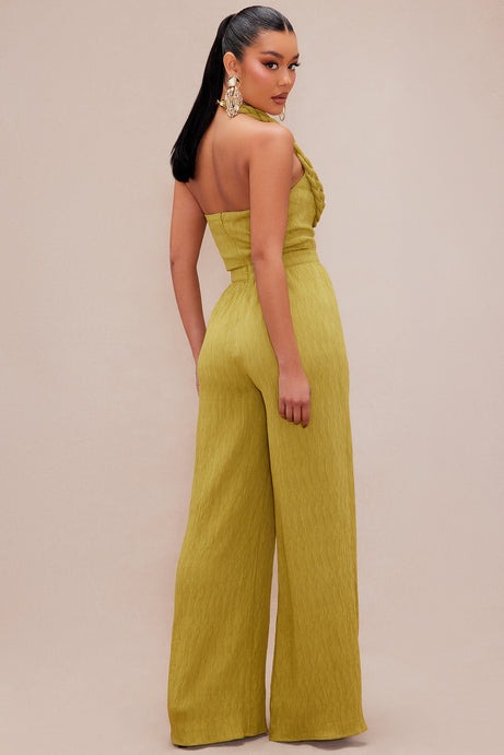 Chelsea Textured Jumpsuit - Olive