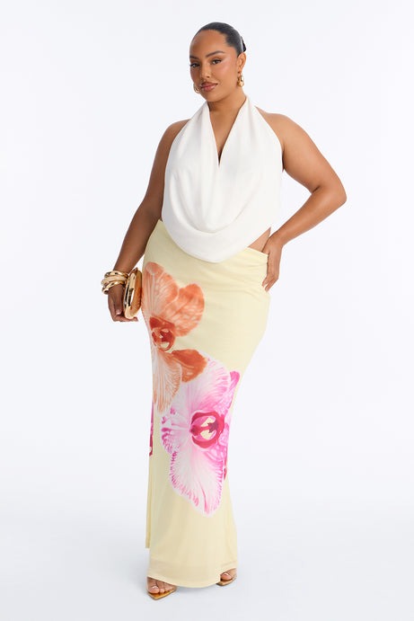 Isla Floral Mesh Maxi Skirt - Yellow/combo