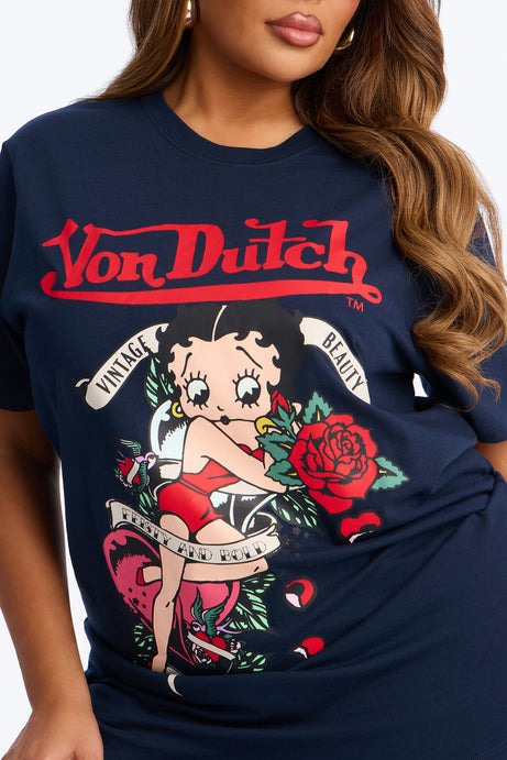 Von Dutch x Betty Boop Vintage Beauty Tee - Navy