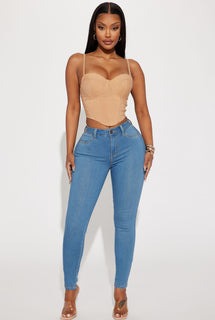Classic Mid Rise Skinny Jeans - Medium Blue Wash