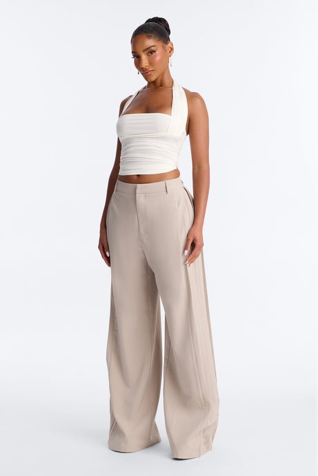 Don't Overthink Ruched Halter Top - White