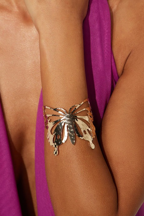 3D Butterfly Cuff Bracelet - Gold