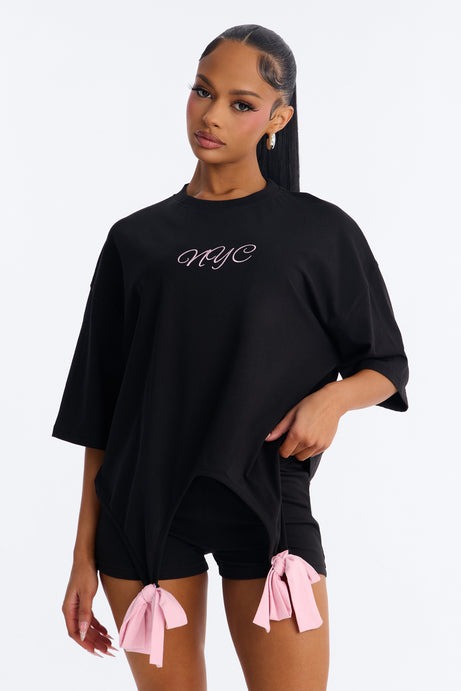 New York Or BowWhere Short Set - Black/Pink