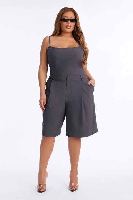 Dylan Bermuda Short Romper - Charcoal
