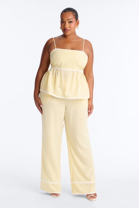 Walk The Coast Linen Pant Set - Butter Yellow
