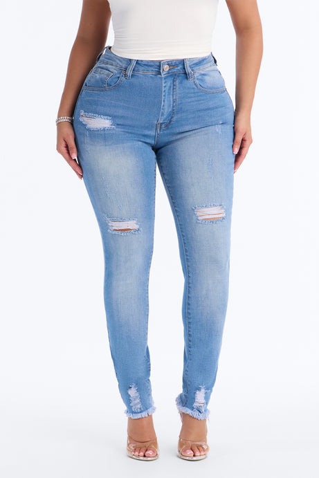 Shea Stretch High Rise Ripped Skinny Jeans - Medium Wash