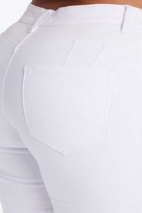 Tulsa Booty Lifting High Rise Stretch Denim Bermuda Shorts - White