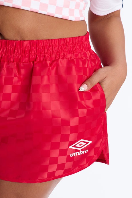 Umbro Checkered Soccer Sport Shorts - Red
