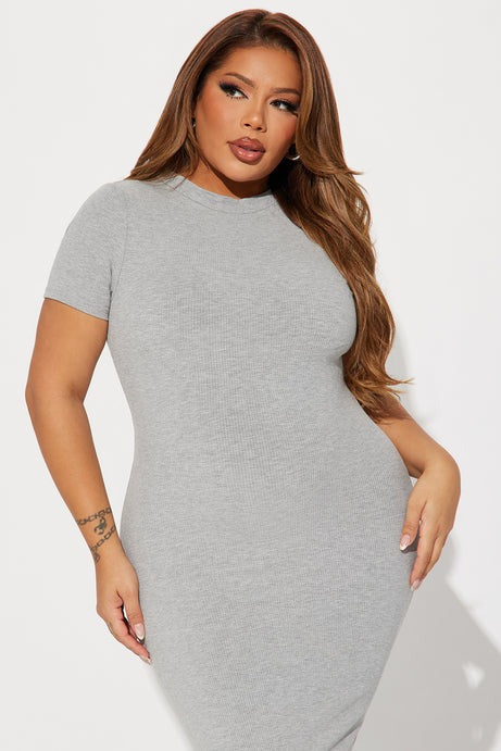 Cora Snatched Maxi Dress - Heather Grey