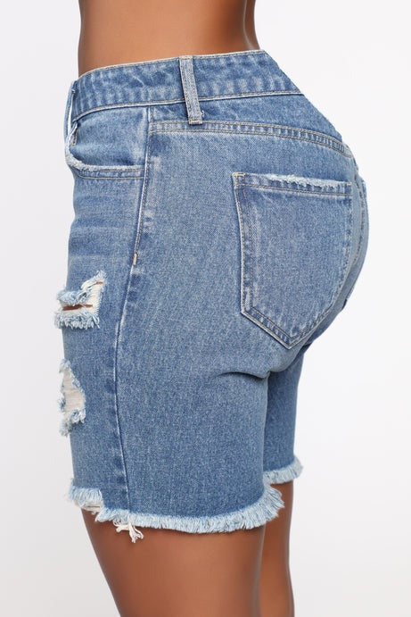 This Time Around Bermuda Shorts - Medium Blue Wash