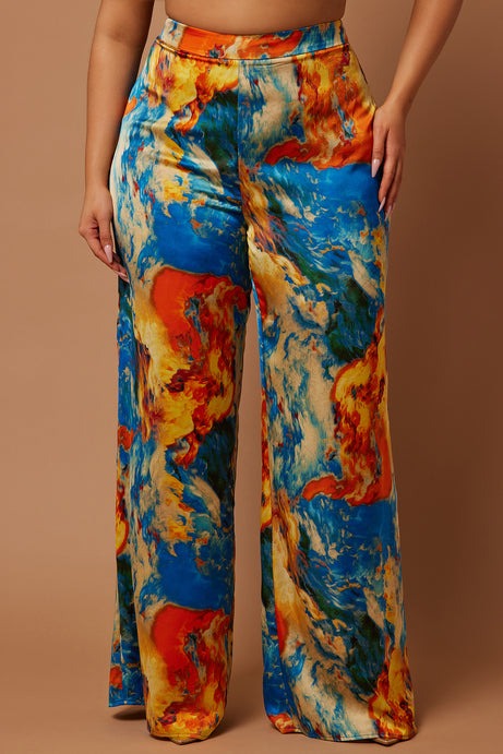 Sadie Wide Leg Pant - Royal/combo