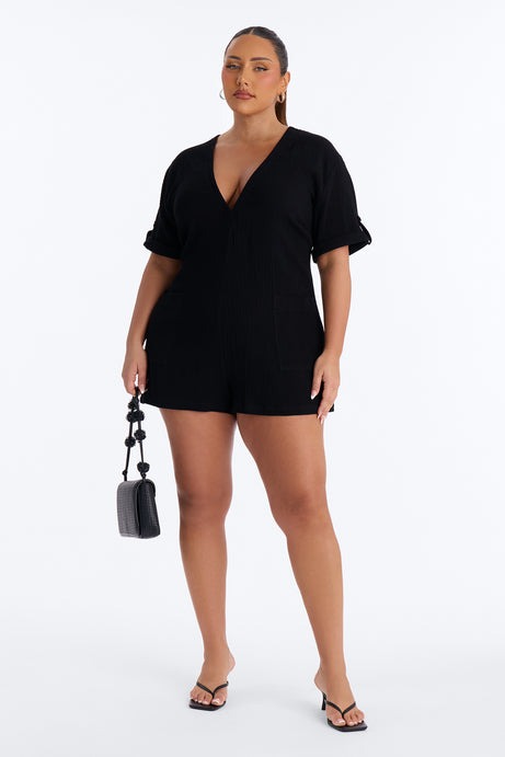 Meg Casual Gauze Romper - Black