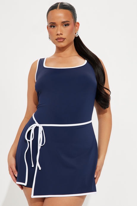 Coraline Contrast Romper - Navy/combo