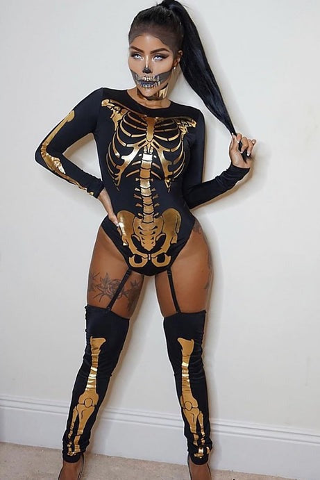 Bad to the Bone Costume - Black/Gold