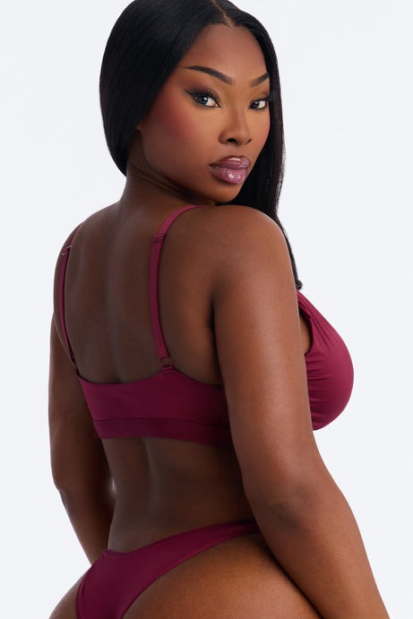 Light As A Feather Microfiber Triangle Bralette - Wine