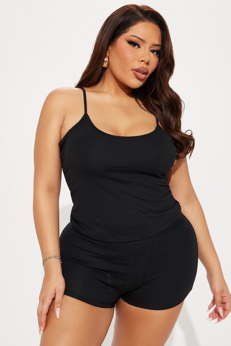 FN Mood Cotton PJ Boxer Short Set - Black
