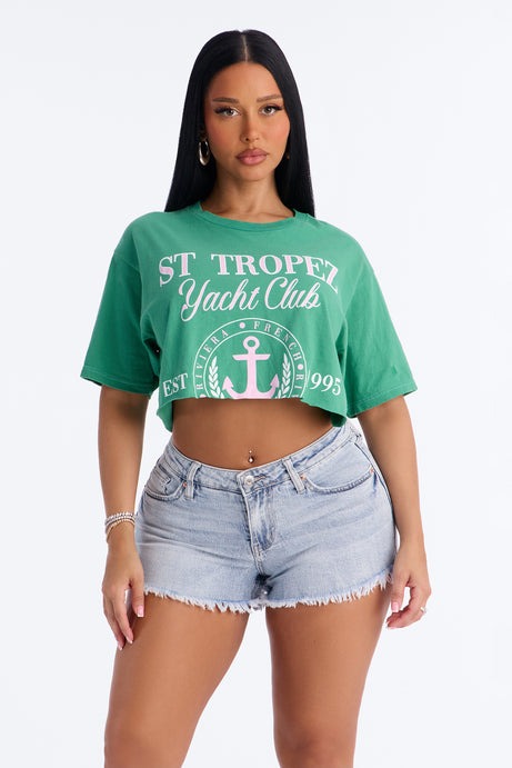 St. Tropez Yacht Club Cropped Tee - Hunter