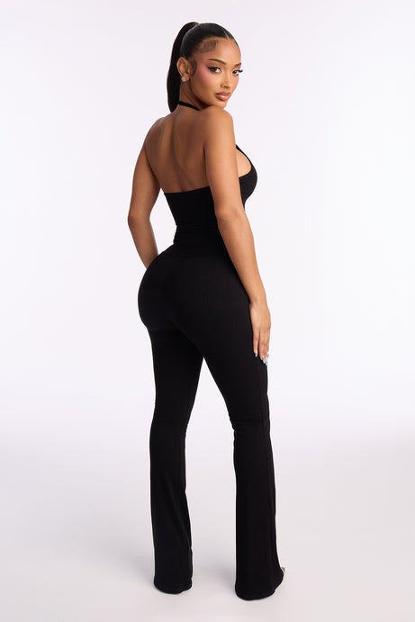 Gaia Tank Snatched Flare Pant Set - Black