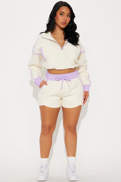 Callie Fleece Short Set - Cream