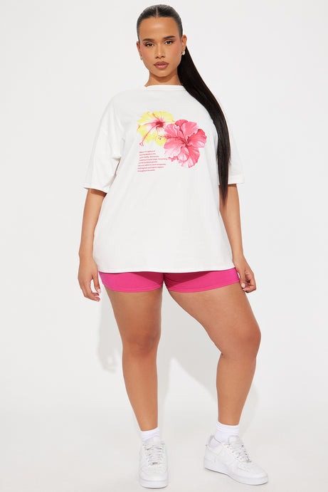 Flower Besties Lounge Biker Short Set - Pink/combo