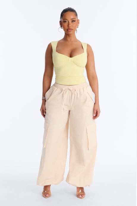 Second Skin Padded Sweetheart Neck Top - Yellow