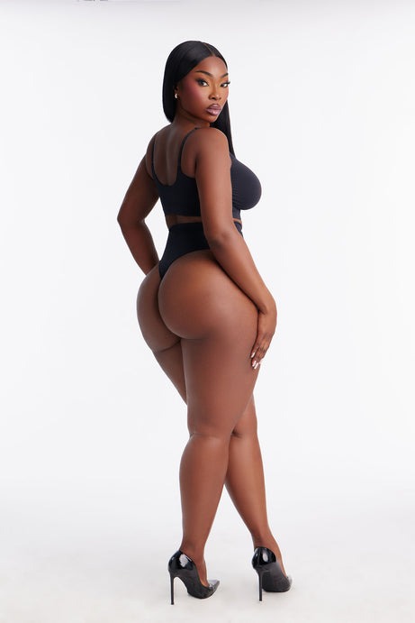 Nova Sculpt Seamless Strong Compression Mid Waist Thong - Black