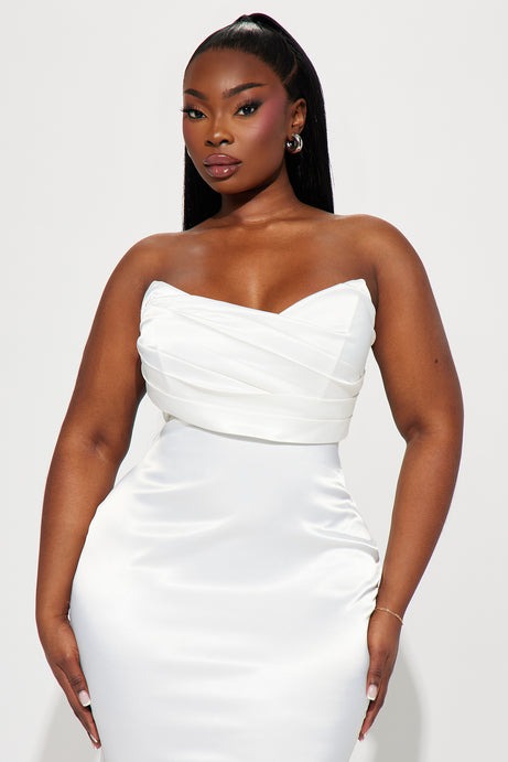 Naomi Satin Maxi Gown - White
