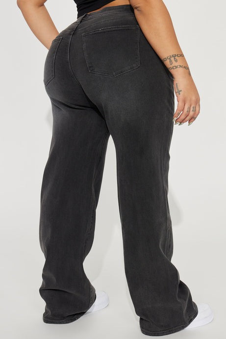 Lost As Always Stretch Baggy Jeans - Black Wash