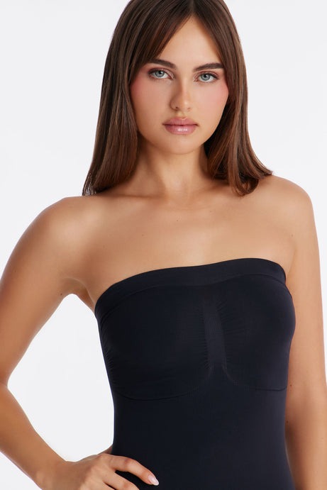 Nova Sculpt Seamless Strong Compression Strapless Shortie Bodysuit - Black