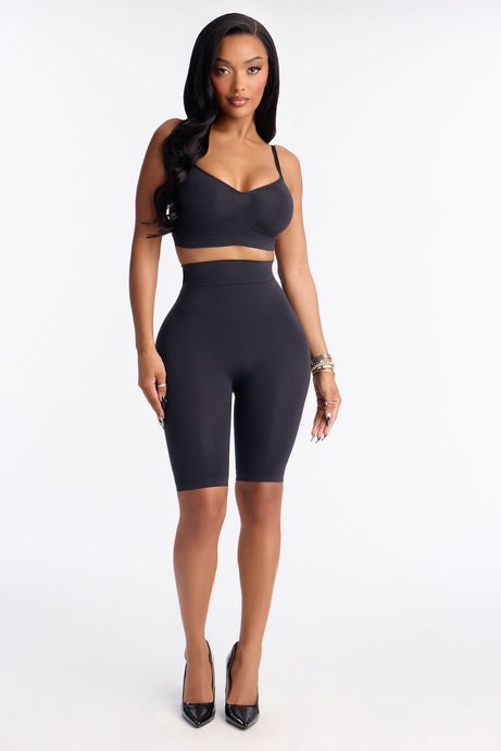 Nova Sculpt Seamless Strong Compression High Waisted Thigh Shaper - Black