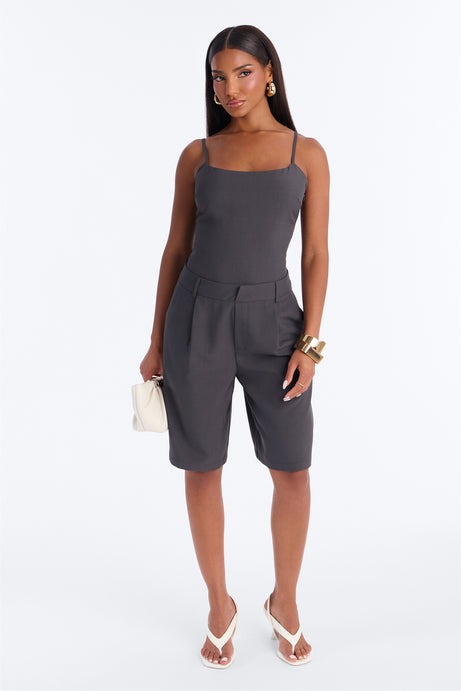 Dylan Bermuda Short Romper - Charcoal