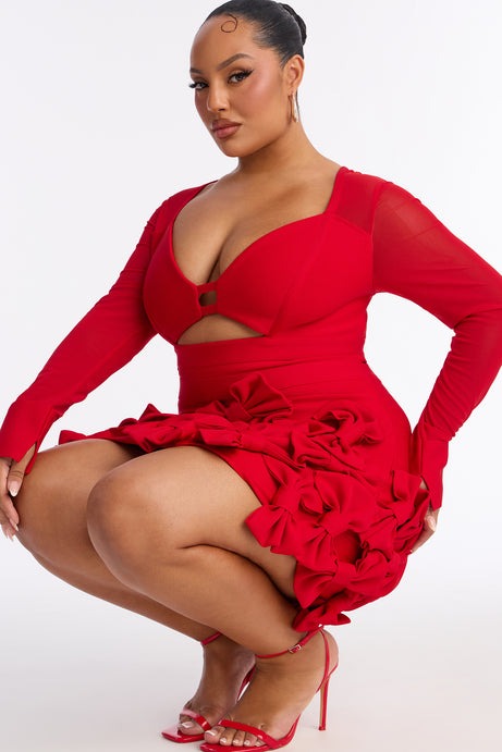 Literally Just A Girl Bow Bandage Micro Mini Dress - Red