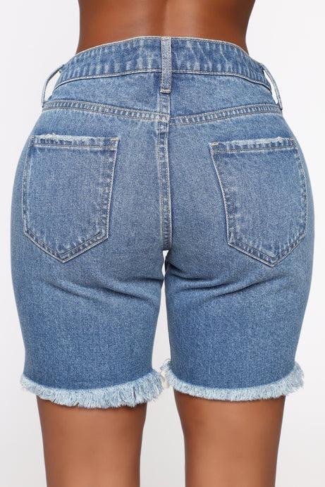 This Time Around Bermuda Shorts - Medium Blue Wash