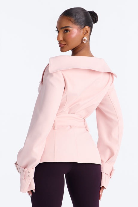 Georgina Off Shoulder Trench Coat - Pink