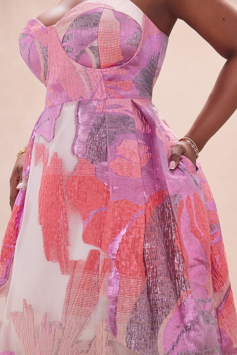 Soft Era Jacquard Midi Dress - Purple/combo