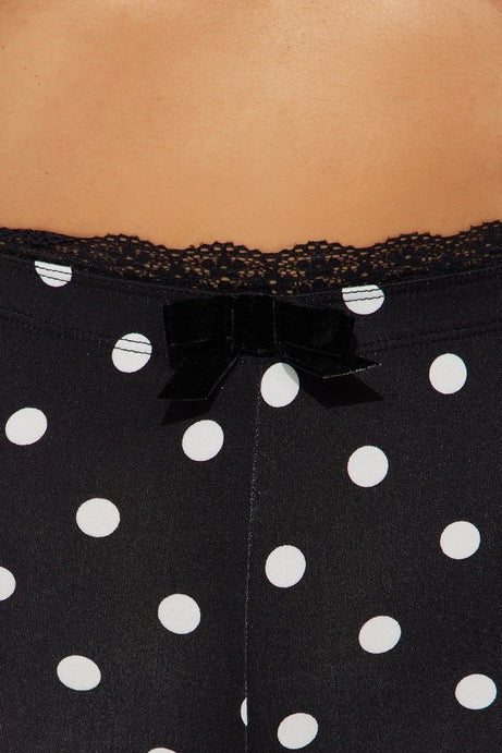 Alice Lace Trim Capri Legging - Black/White