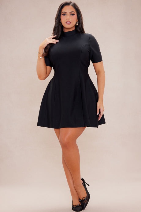 Blakely Bandage A Line Mini Dress - Black