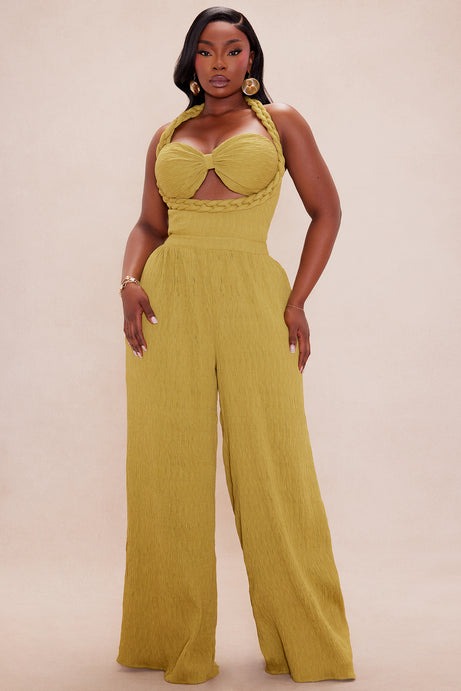 Chelsea Textured Jumpsuit - Olive