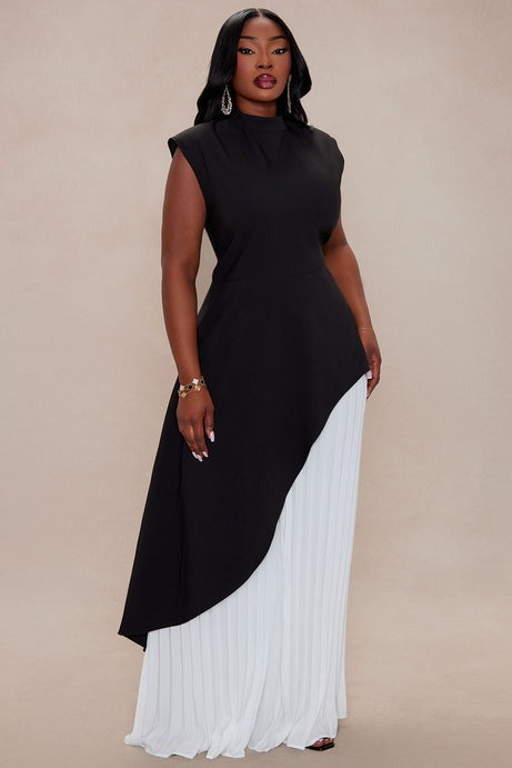 Paris Pleated Pant Set - Black/White
